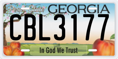 GA license plate CBL3177