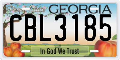 GA license plate CBL3185