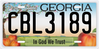GA license plate CBL3189