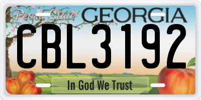 GA license plate CBL3192