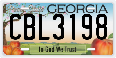 GA license plate CBL3198