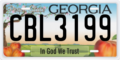 GA license plate CBL3199