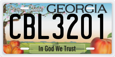GA license plate CBL3201