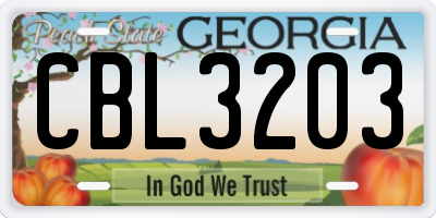 GA license plate CBL3203