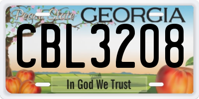 GA license plate CBL3208