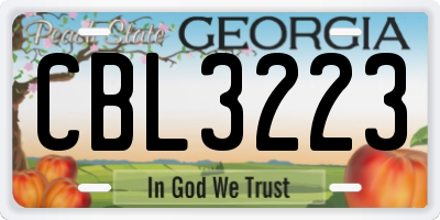 GA license plate CBL3223
