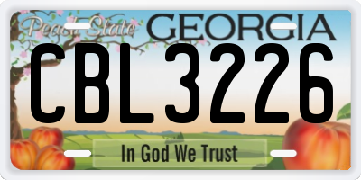 GA license plate CBL3226