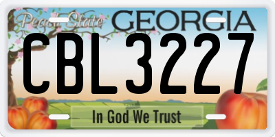GA license plate CBL3227