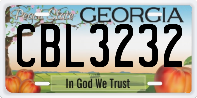 GA license plate CBL3232