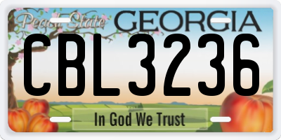 GA license plate CBL3236
