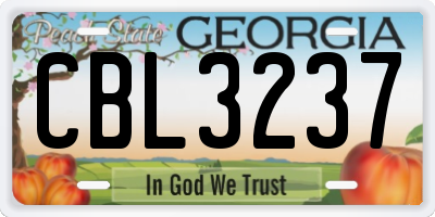 GA license plate CBL3237