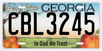 GA license plate CBL3245