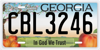 GA license plate CBL3246
