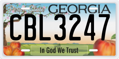 GA license plate CBL3247
