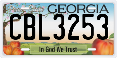 GA license plate CBL3253
