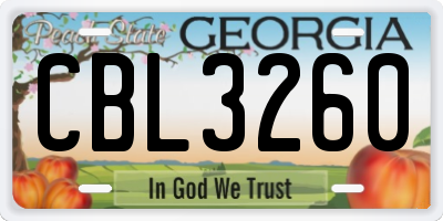 GA license plate CBL3260