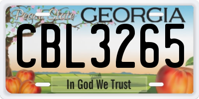 GA license plate CBL3265
