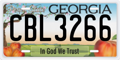 GA license plate CBL3266
