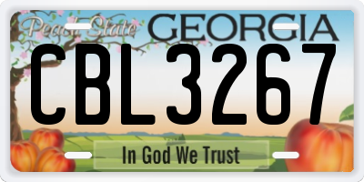 GA license plate CBL3267