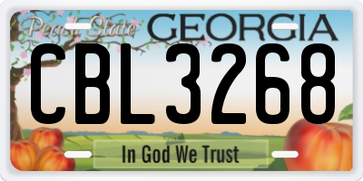 GA license plate CBL3268