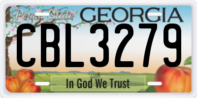 GA license plate CBL3279