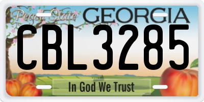 GA license plate CBL3285