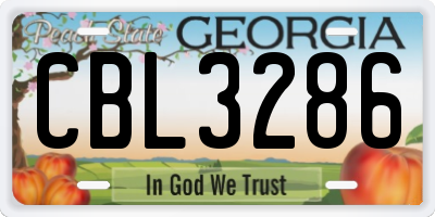 GA license plate CBL3286
