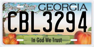 GA license plate CBL3294