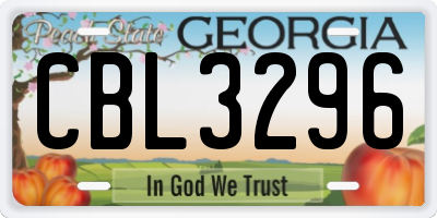 GA license plate CBL3296