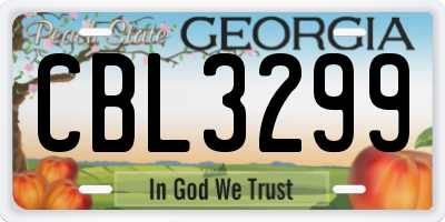 GA license plate CBL3299