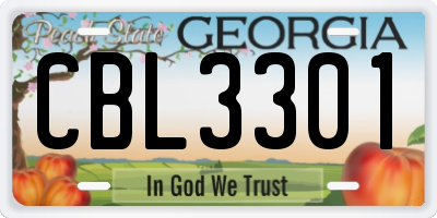 GA license plate CBL3301