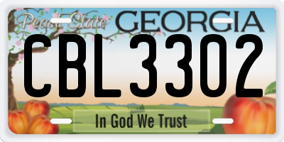 GA license plate CBL3302