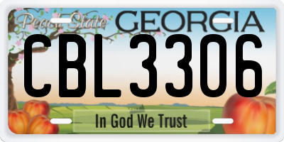 GA license plate CBL3306