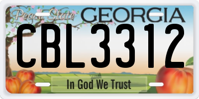 GA license plate CBL3312