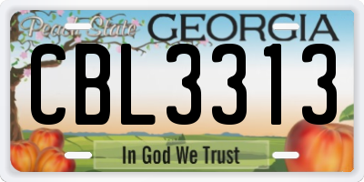 GA license plate CBL3313