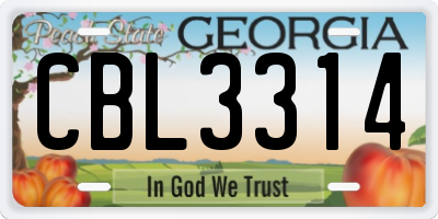 GA license plate CBL3314