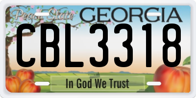 GA license plate CBL3318