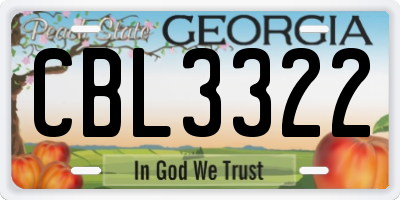 GA license plate CBL3322