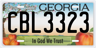 GA license plate CBL3323