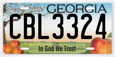 GA license plate CBL3324