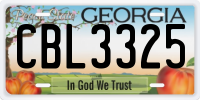 GA license plate CBL3325