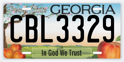 GA license plate CBL3329