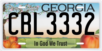 GA license plate CBL3332