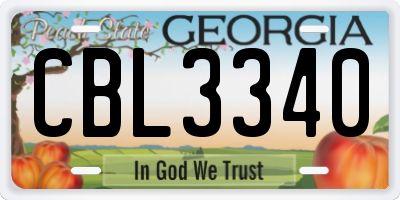 GA license plate CBL3340