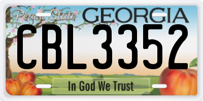 GA license plate CBL3352