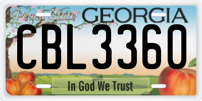 GA license plate CBL3360
