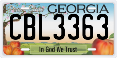 GA license plate CBL3363