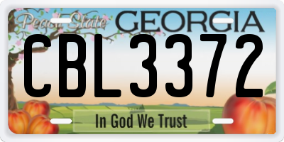GA license plate CBL3372