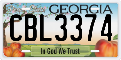 GA license plate CBL3374
