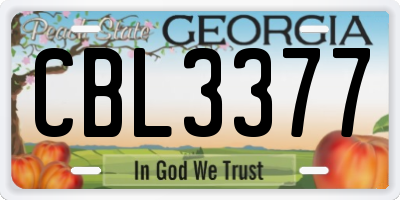 GA license plate CBL3377